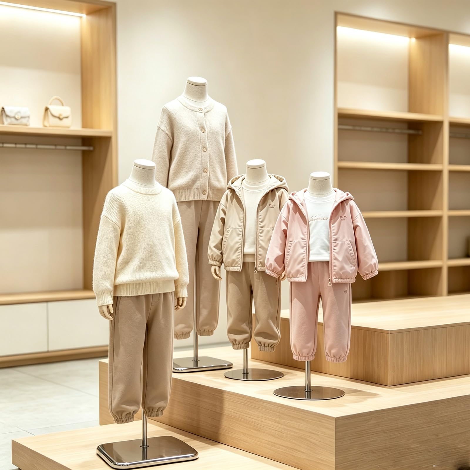 Manichino Bambino Torso con Bracci Legno, Manichino Sartoriale Esposizione | Manichino da Cucito Bambino Lino Spillabile, Metallico Altezza Regolabile Base Cucito & Esposizione(3-4 Years)