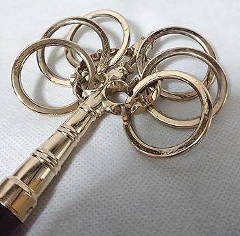 Amazon.co.jp: 《金属工芸品》錫杖 六環 真鍮製 本焼 黒檀柄付 京都