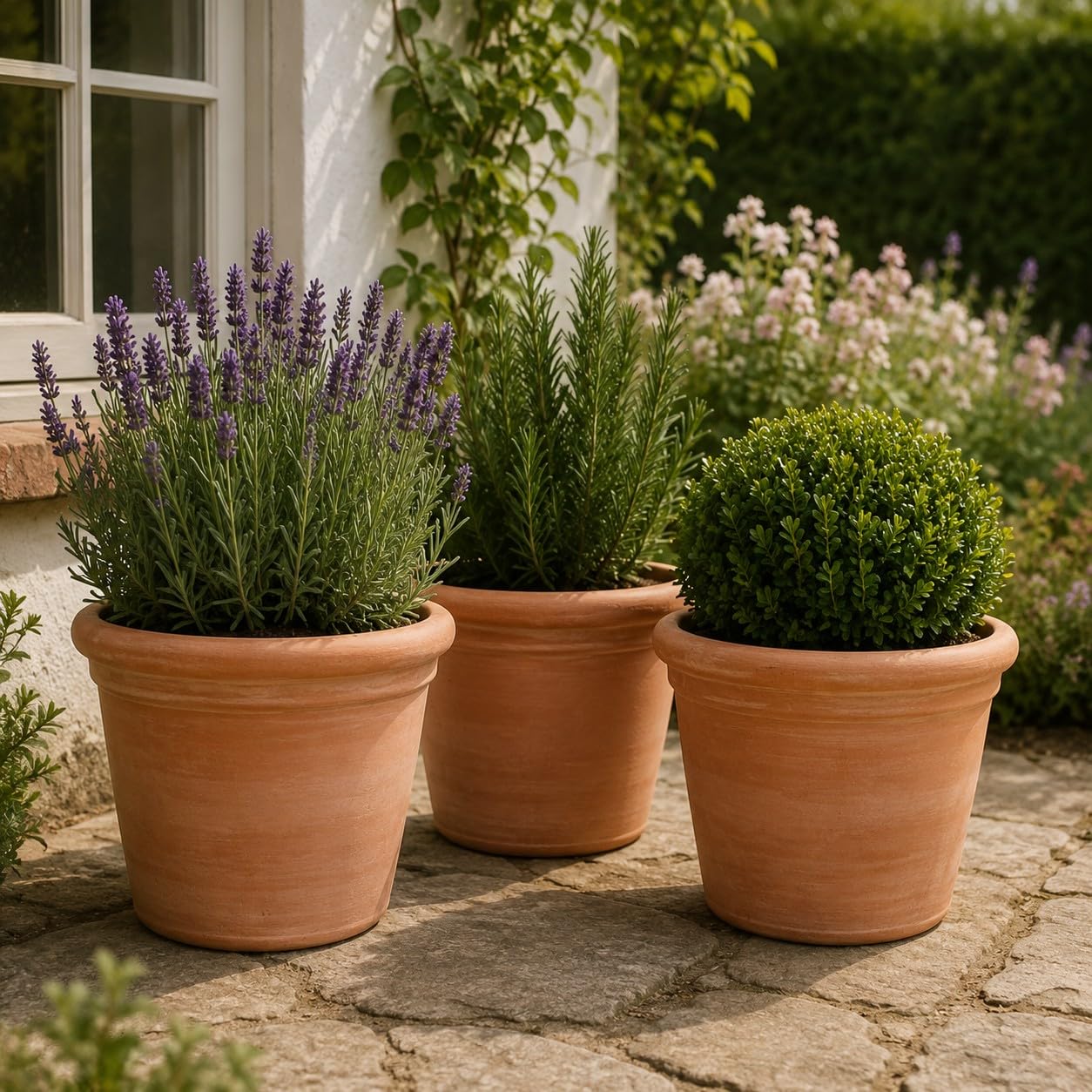 Palatina Werkstatt Pot de fleurs cylindrique en terre cuite 23 cm avec trou de drainage - Pot de fleurs méditerranéen en terre cuite