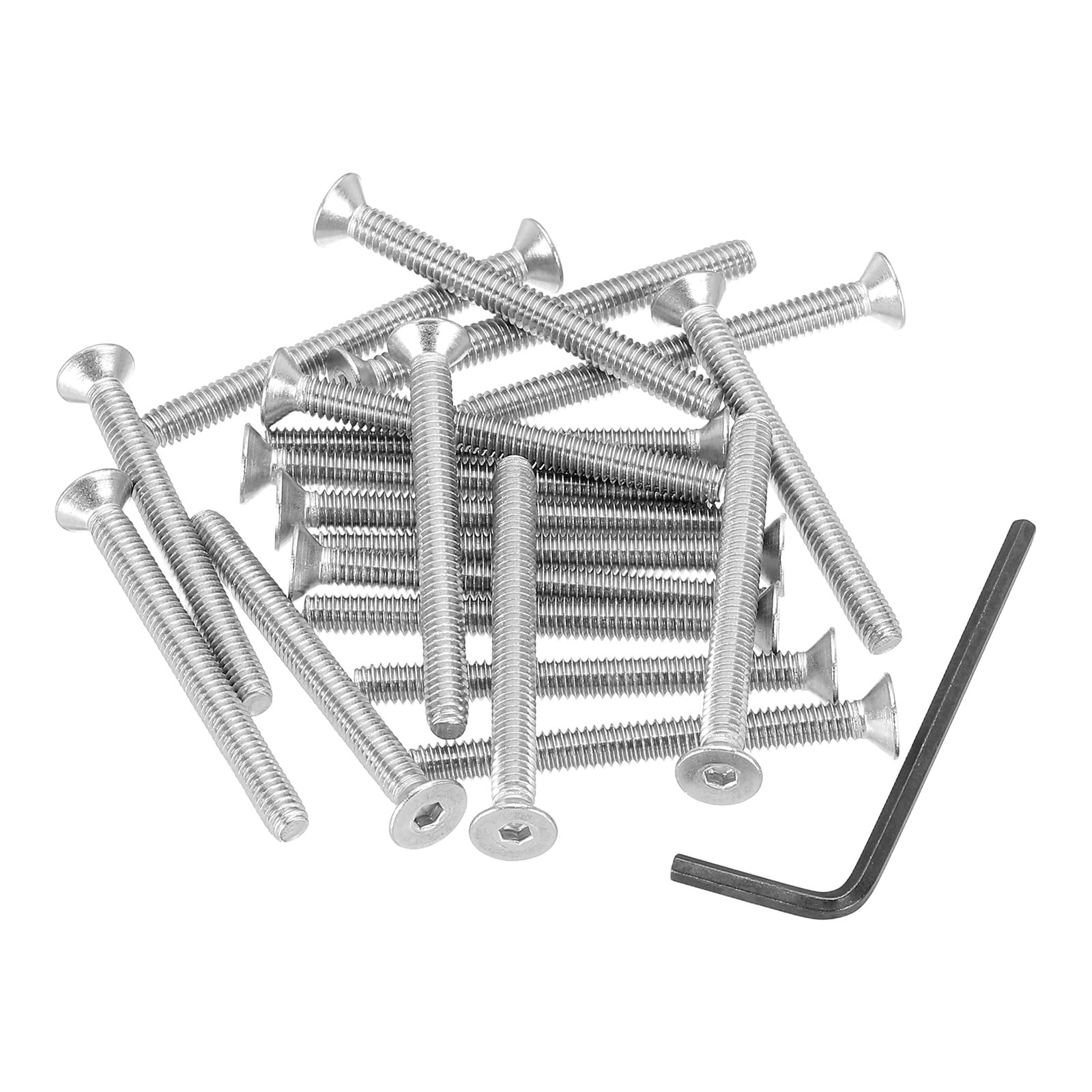 PATIKIL #8-32 x 1-3/4" Flat Head Socket Cap Screws, 20Pcs Countersunk Bolts Head Machine Screws 304 Stainless Steel (18-8) UNC Socket Drive Bolt Fasteners for Industry Machinery Household