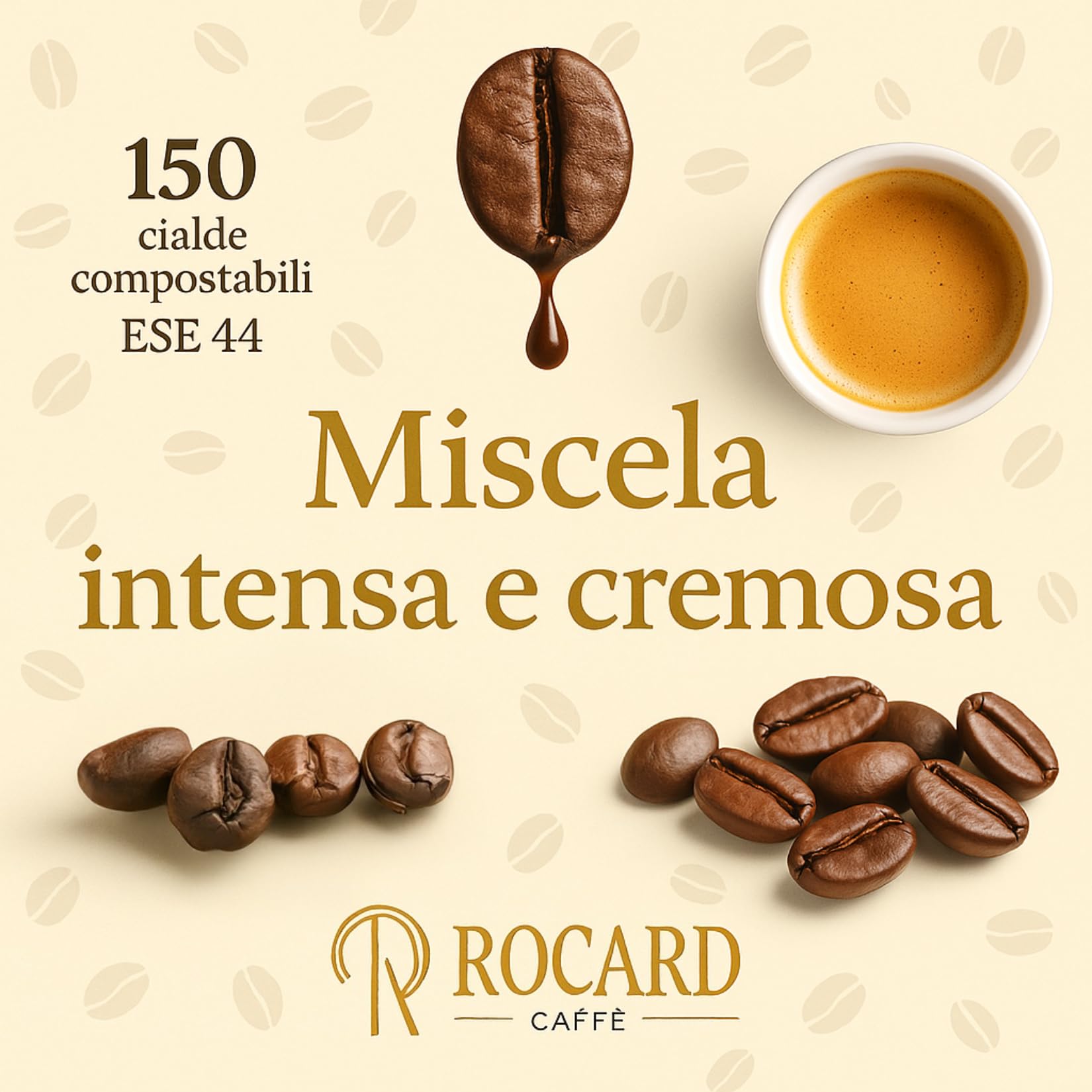 Café Rocard® | Vaina compostable | 150 vainas | Café Seleccionado, Tostado y Tostado en Italia | Mezcla clásica