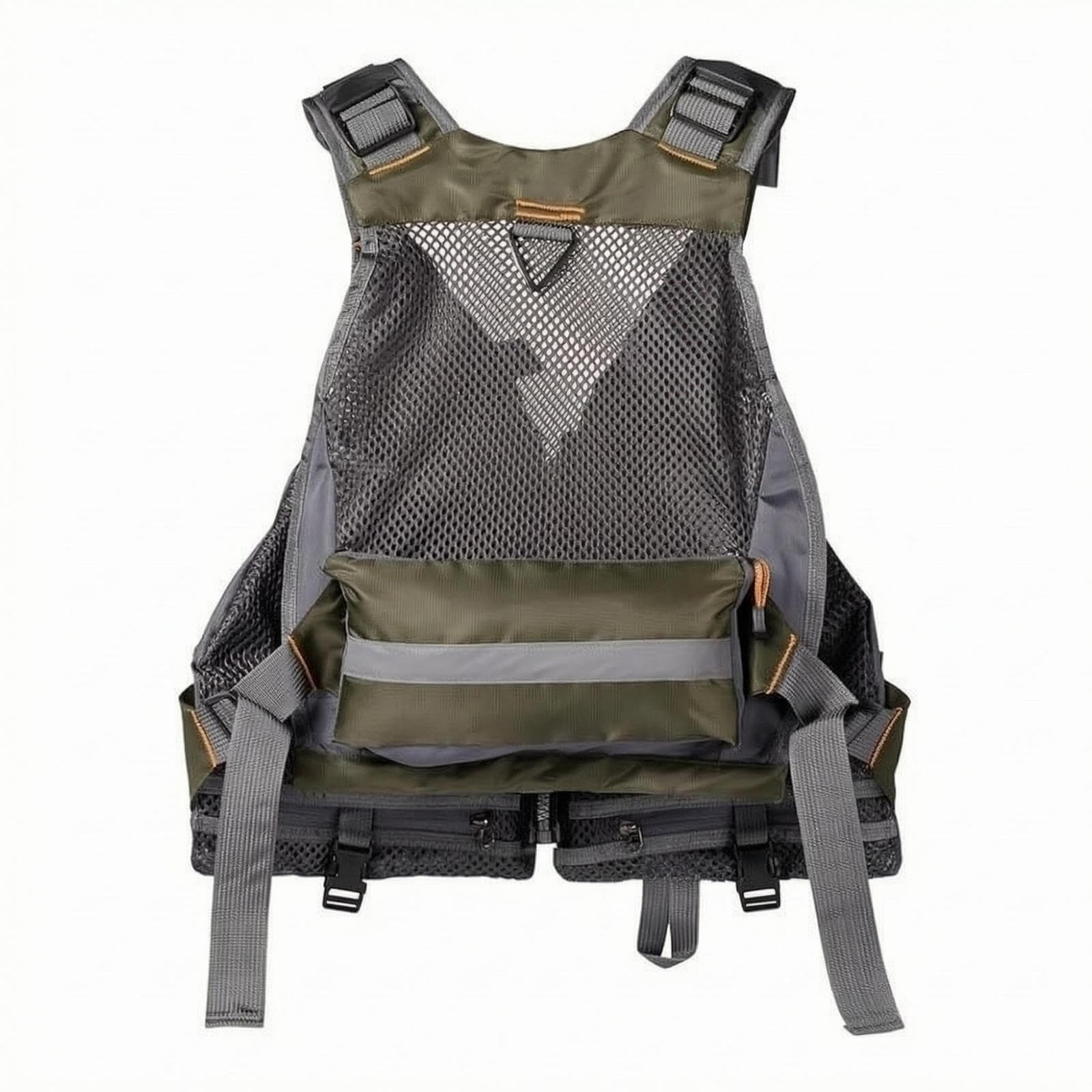 CALANDIS Mesh Fishing Vest Multiple Pockets Sleeveless Fishing Vest Front Zipper Outdoor Wear Gray-picture-23
