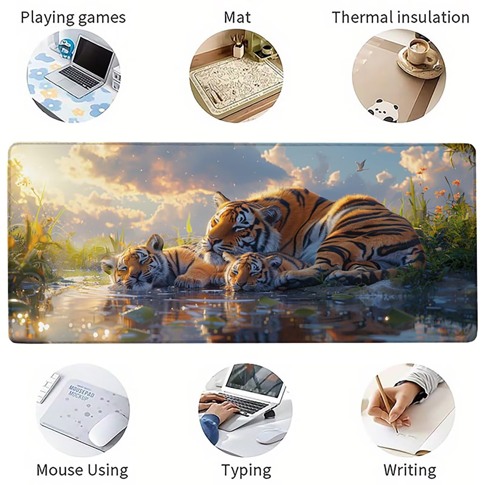 Verde Alfombrilla Ratón XXL 1600x800x3mm, Tigre Grande Mouse Pad T-7050 | Alfombrilla Ratón Gaming Mejora la Precisión y la Velocidad, Alfombrilla Escritorio para Jugadores de PC, Oficina