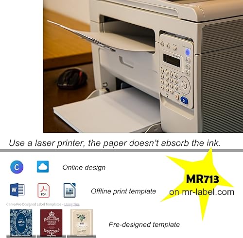 Miniatura 5 de Mr-Label Etiquetas imprimibles para botellas de vino de papel texturizado blanco de 4 x 5 pulgadas, impresión láser, 40 etiquetas adhesivas en