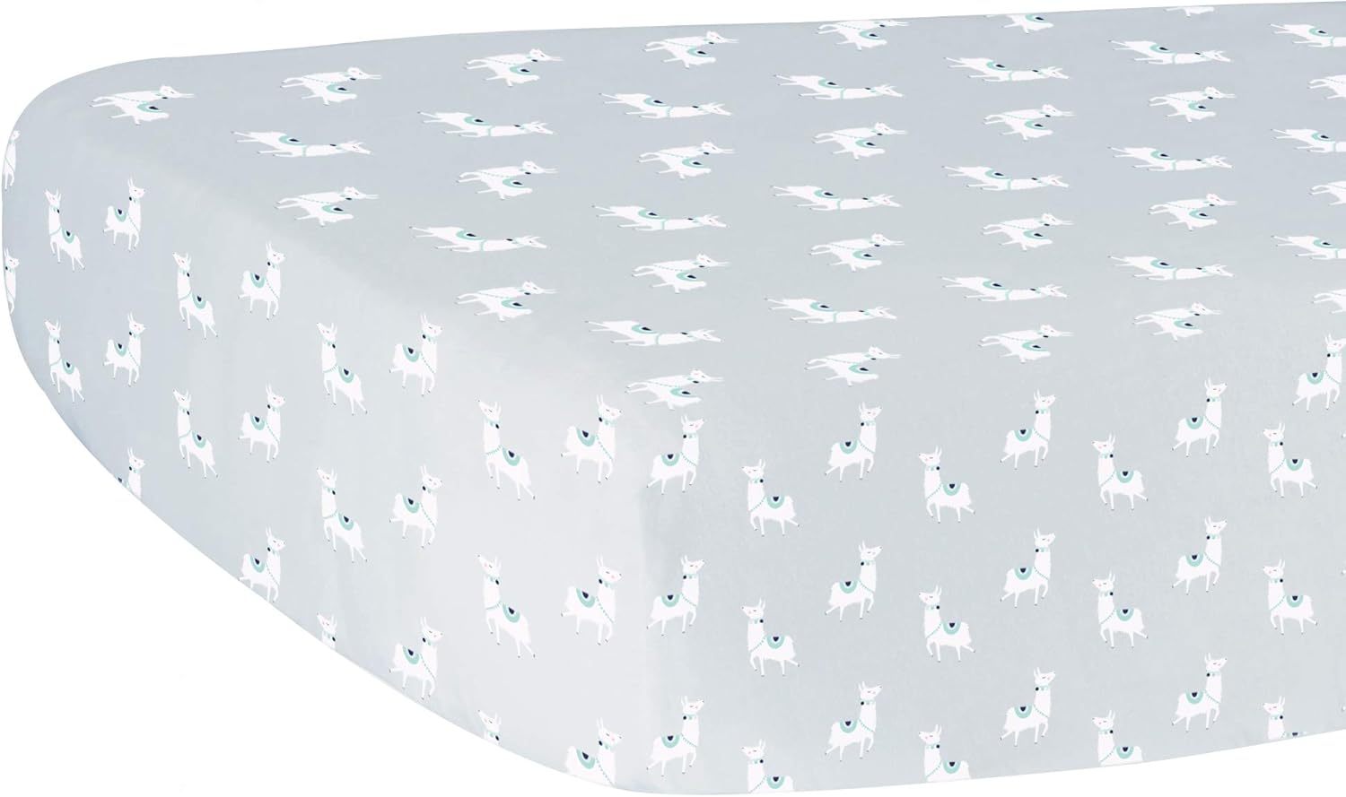 Hello Spud Llamas on Gray Fitted Crib Sheet Organic