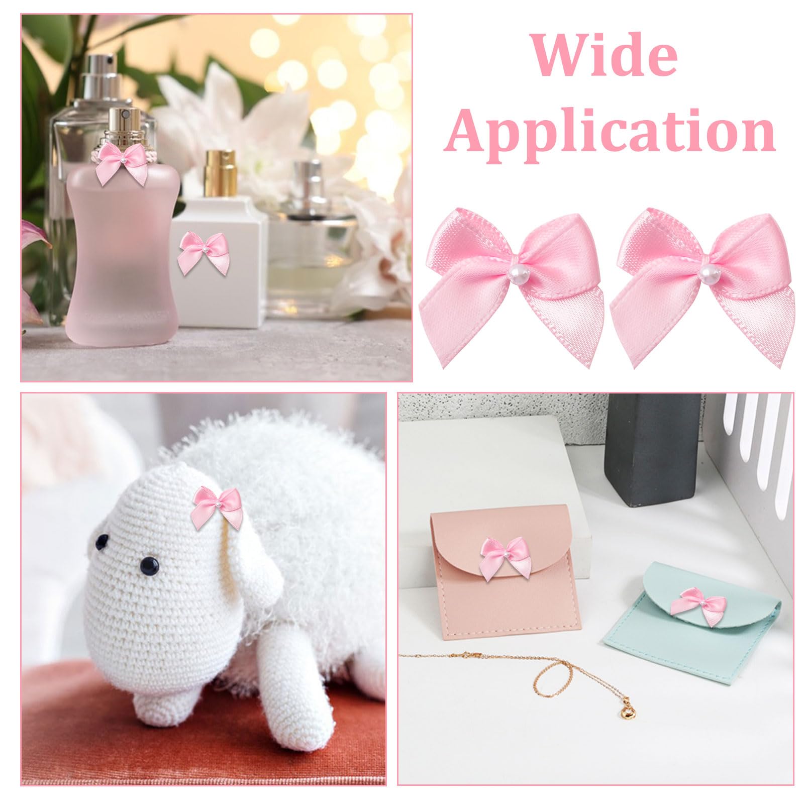 100 mini fiocchi da 2,5 cm, in raso, rosa, mini fiocchi rosa per artigianato, piccoli fiocchi artigianali prefabbricati per confezioni regalo fai da te, matrimoni, cucito, scrapbooking e accessori per