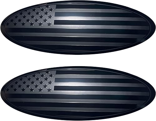 HHLOU Fit F150 Emblema de 9.5 pulgadas de superposición para parrilla delantera, portón trasero ovalado, bandera negra americana para Ford F150