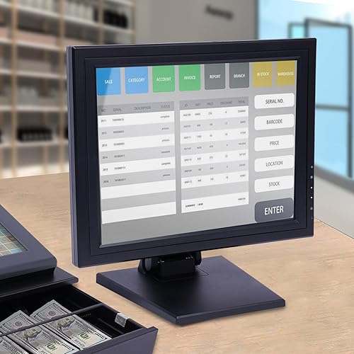 Miniatura 3 de Pantalla táctil de caja registradora de 15 pulgadas, LCD LCD al tacto para sistema de caja registradora, pantalla de accesorios, estación POS VGA y