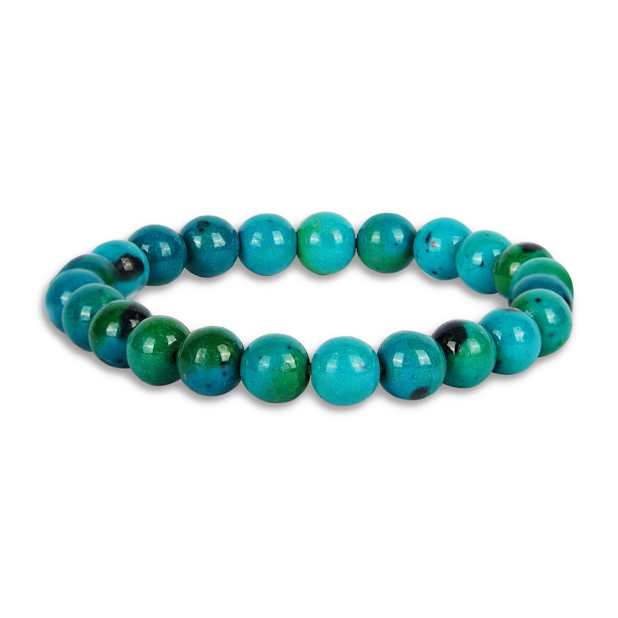 GEMSMANTRA Natural Azurite Crystal Bracelet for Men and Women | Lab Certified 8 mm Round Cut Beads | Healing Stone Bracelet for Intuition and Insight (B0CHFB86T6) Amazon Price History, Amazon Price Tracker
