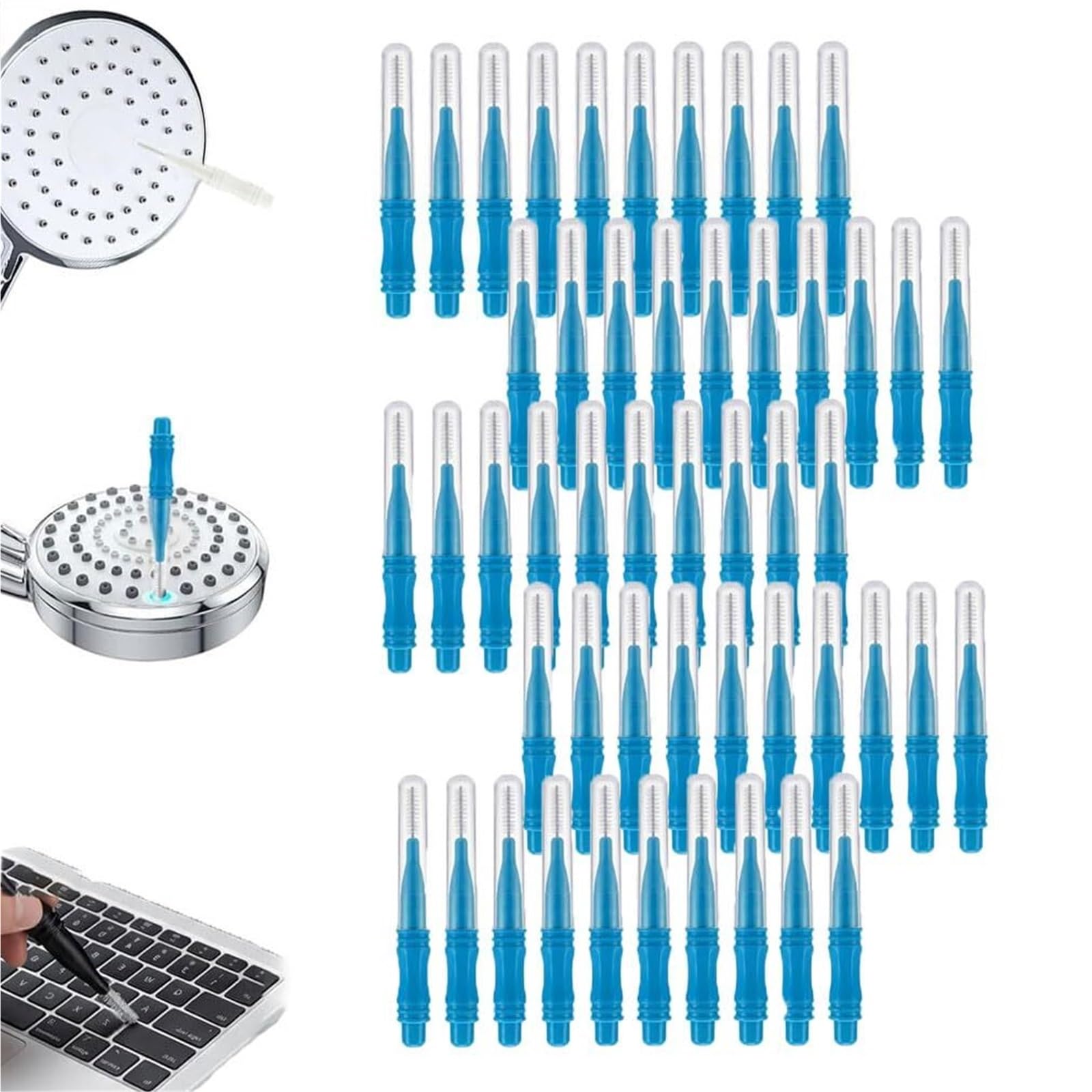 Shower Head Cleaning Brush For Small Holes,Multifunctional Crevice Cleaner With Nylon Bristles, Tool Anti-Clogging Nozzle,Showerhead Brushes(Blue)