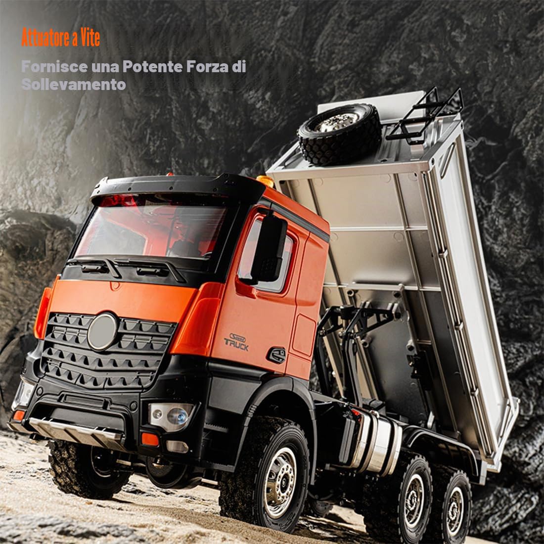 Camion di ingegneria RC per adulti, scala 1:14 14CH Full-proporzionale RC Dump Truck, per gli appassionati di veicoli di ingegneria, RTR/arancione