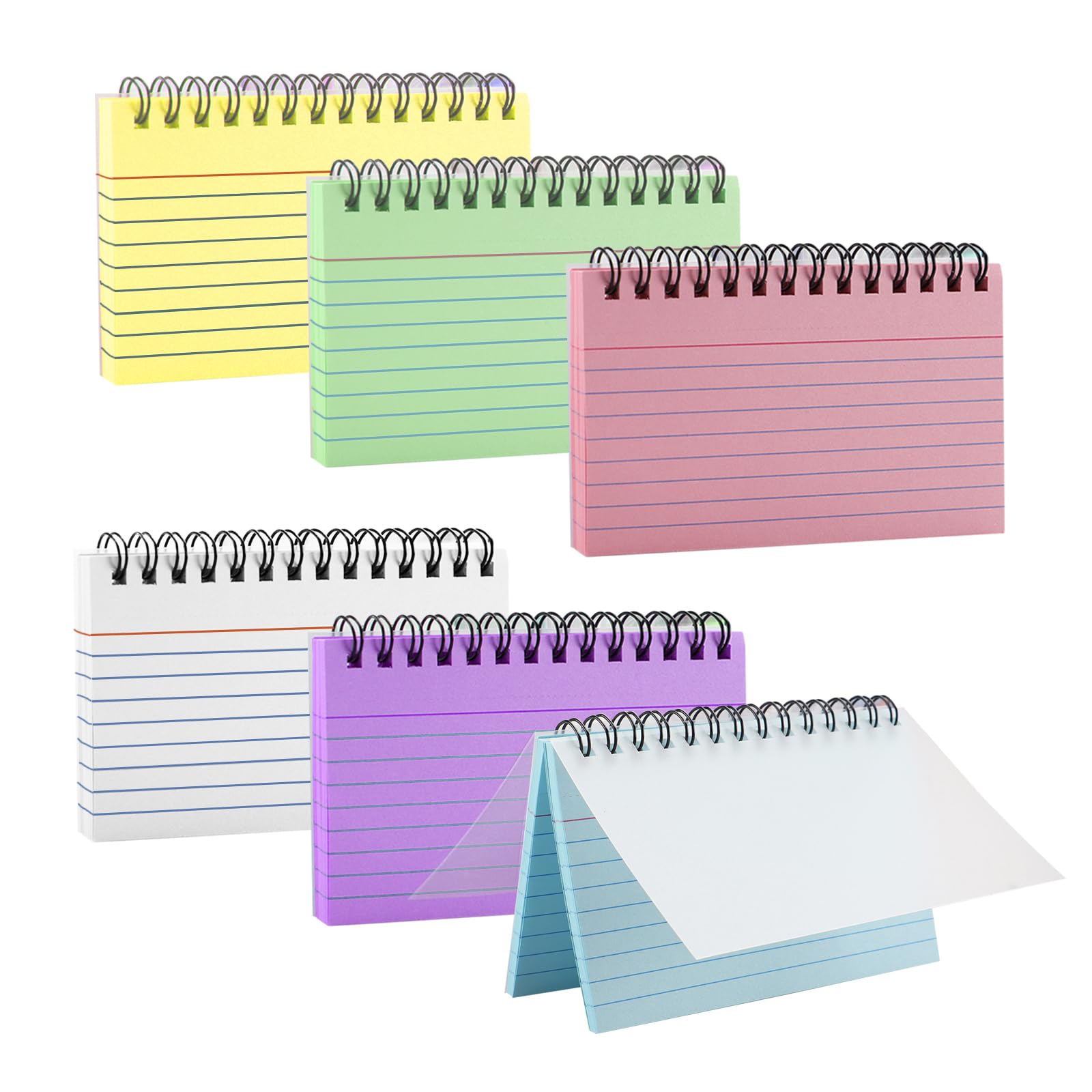 Fiches Bristol 300 Pièces - Cartes De Révision Lignées, 6 Onglets Couleurs, Avec Anneaux Et Autocollants - 2