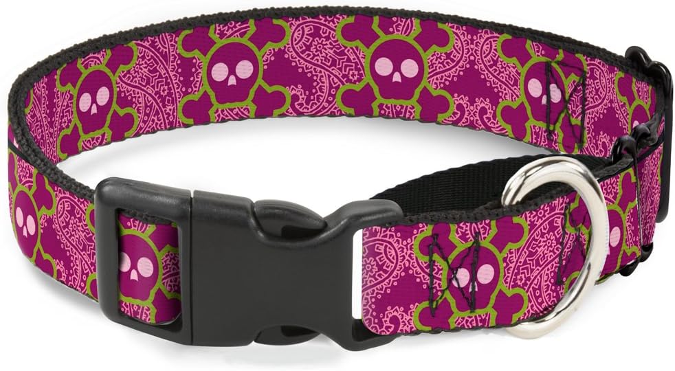 Buckle-Down MGC-W32943-WS Cartoon Sugar Skulls Stacked Black/White Martingale Dog Collar, Small