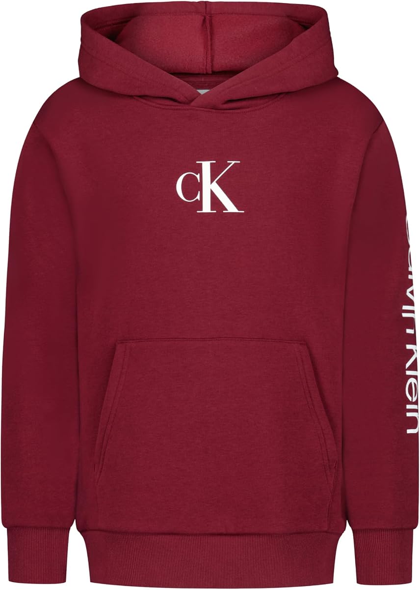Calvin Klein boys Long Sleeve Pullover Fleece Hoodie