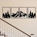 ESTART 4 PCS Metal Mountain Wall Art, Large Mountains Wall Decor, Mountain Forest Decorative Painting Suitable For Living Room Bedroom Office Indoor And Outdoor (50x15.7 inches/127x40 cm, Mountain Forest)