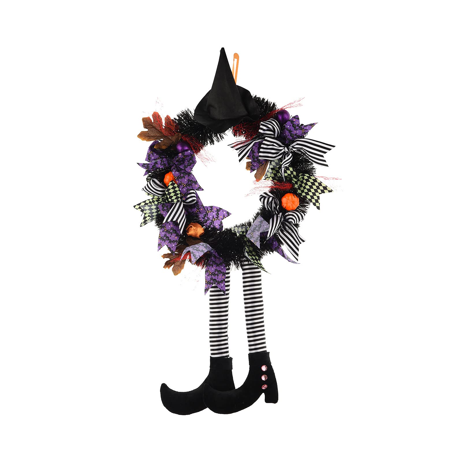 Halloween Wreath, 2021 New Halloween Pumpkin Witch Legs Decoration Wreath for Front Door, House Haunted Festival Pendant for Party Decoration, 35 x 60 cm, Suitable for Indoor and Outdoor