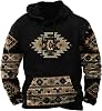 Hoodies for Men Pullover Western Aztec Ethnic Long Sleeve Hooded Sweatshirts Casual Ethnic Print Graphic Hoodie