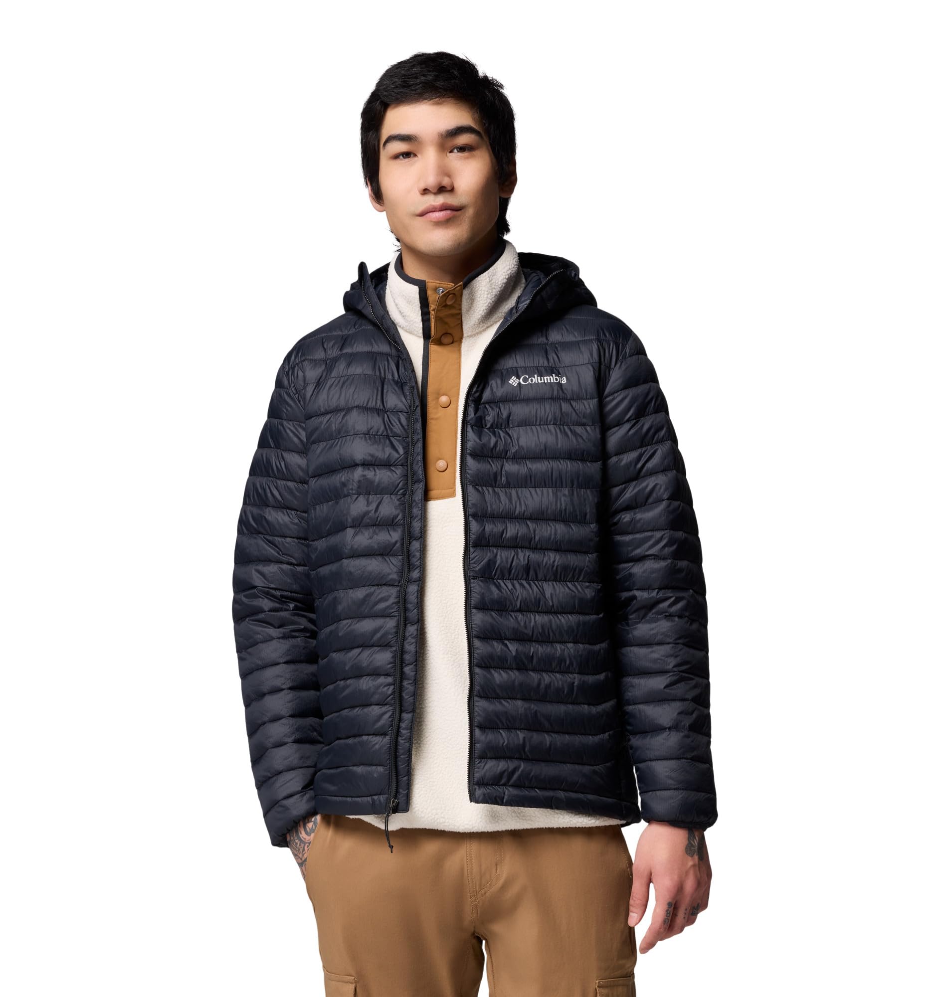 Columbia Powder Pass Hooded Jacket, Chaqueta Acolchada Con Capucha para Hombre
