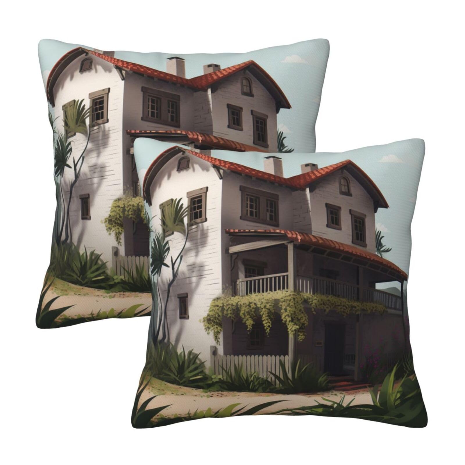 farmhouse Throw Pillow Cases 2 Pack Square Pillowcases Soft Pillow Protectors for Couch Livingroom Sofa Bed Office Car,45x45 CM