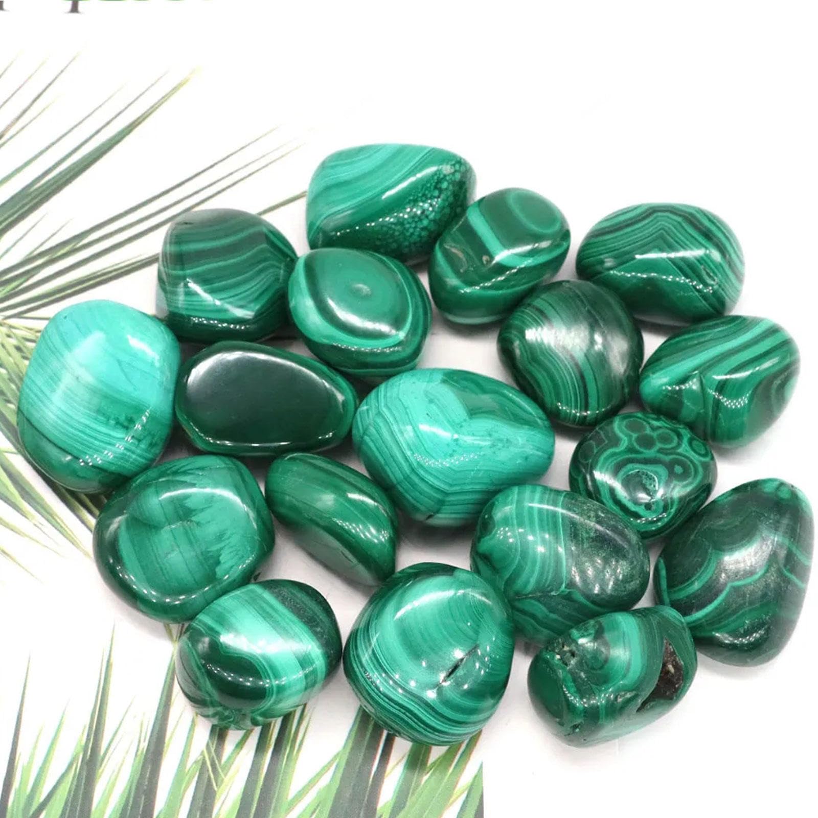 Piedra de Malaquita Rodada - Piedra Curativa de 1 LB, Piedras a Granel, Cristal para Energía, Reiki, Cabbing, Equilibrio, Decoración, Piedras Preciosas, Meditación, Regalo,3-5cm