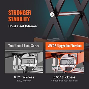 VEVOR Motorcycle Lift, 1100 LBS Motorcycle Scissor Lift Jack with Wide Deck & Safety Pin, 3.7-13.8 Center Hoist Crank Stand, Steel Scissor Jack for Street Bikes, Cruiser Bikes, Touring Motorcycles