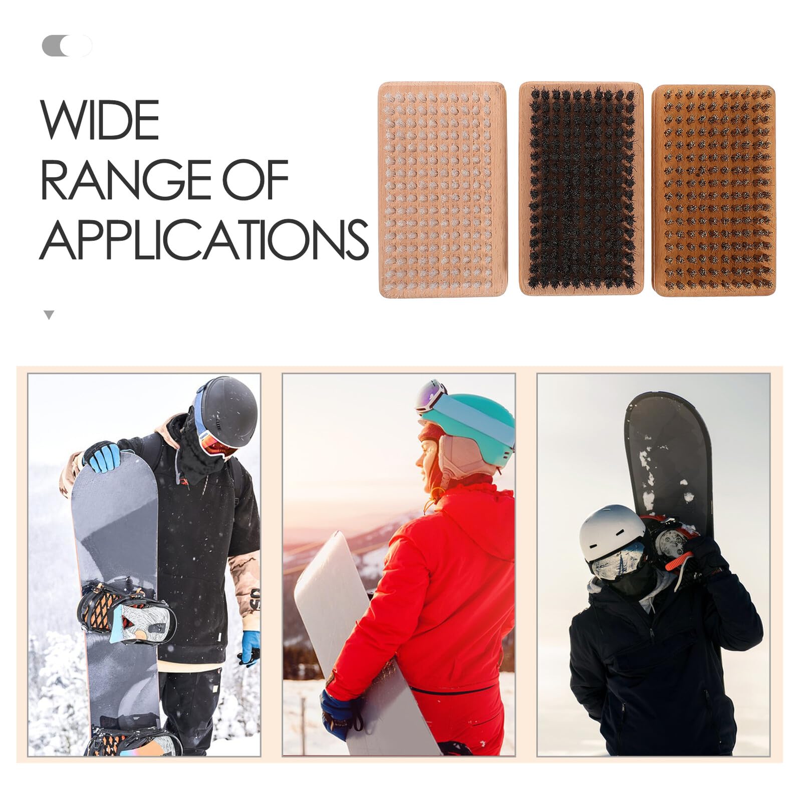ERINGOGO 3pièces Brosse à Farter pour Snowboard et Skis Outil de Polissage Manuel Brosse de Nettoyage Polissage Accessoire de Ski