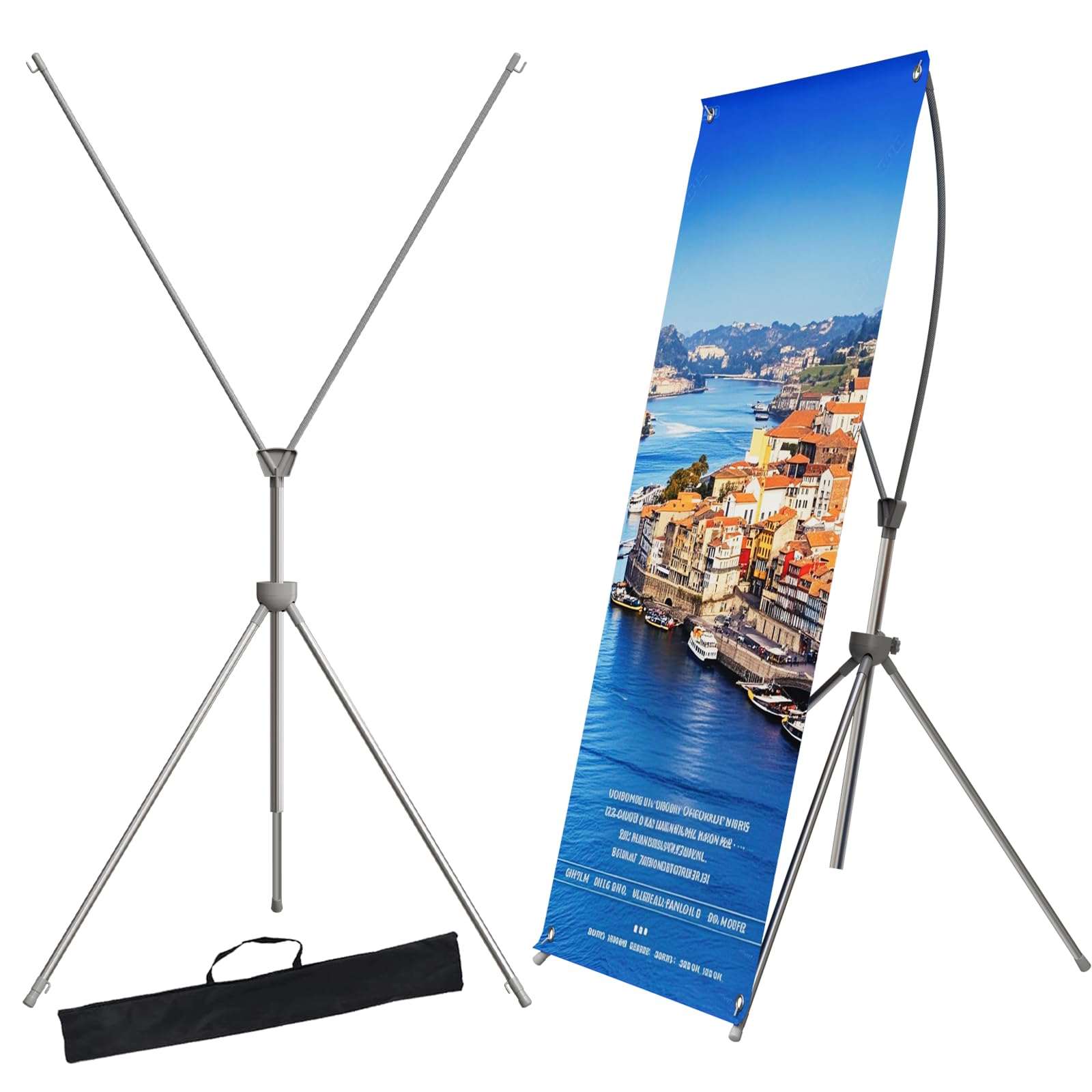 BTDVR 6-Pack Adjustable X Banner Stand with Portable Travel Bag, Fits 23x63 to 32x78 Inch or 2x6ft Banner stand for display, The Ultimate Value for Trade Shows, Retail & Events