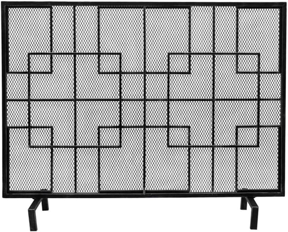 Fireplace Screen Fireplace Screen Flat Safe Witht Steel Mesh Extra Large Fire Guard Spark Screens for Open Fires/Gas Fire/Log Wood Burner (Color : Black) (Gold)