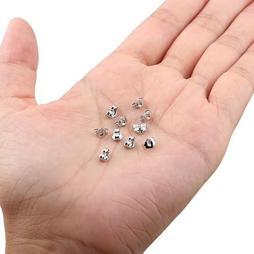 Miniatura 3 de Repuestos de plata para aretes  Aretes de oro blanco de 18 quilates para tachuelas, parte trasera de aretes para aretes pesados, hipoalergénicos