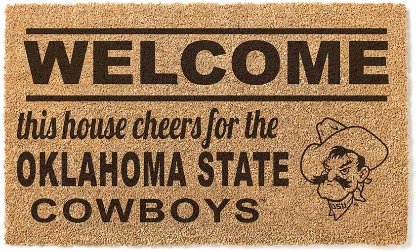 KH Sports Fan Welcome Coir, 18x30 Inches, Outdoor Rug Display Your Team Spirit with This Unique Oklahoma State Cowboys Doormat, Multi