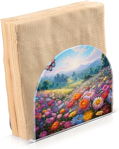 Miniatura 2 de Napkin Holder Spring Flowers Butterflies Napkin Holders for Tables, Clear Acrylic Napkin Holders Cocktail Napkin Holder for Kitchen Restaurant Bar