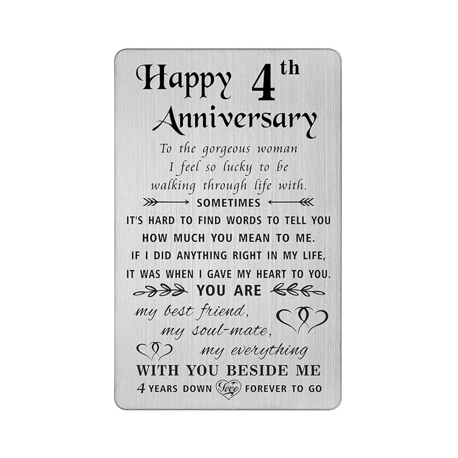 Amazon.com : TANWIH 4 Year Anniversary Card Gifts for Her