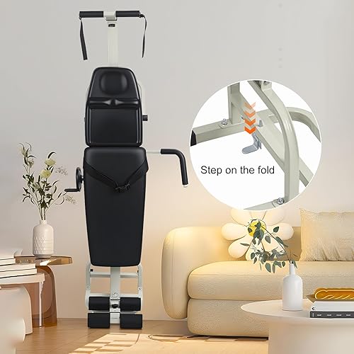 Miniatura 6 de Cama de tracción cervical y lumbar para terapia física en el hogar, estirador de cuello portátil con reposacabezas ergonómico y soporte para pies