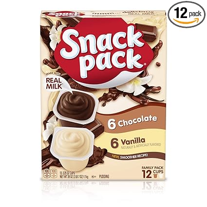 Snack Pack Chocolate and Vanilla Flavored Pudding Cups, 3.25 oz., 12-Count Family Pack