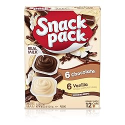 Snack Pack Chocolate and Vanilla Pudding Cups Family Pack, Lunchbox Snack, 12 Count (Pack of 1)
