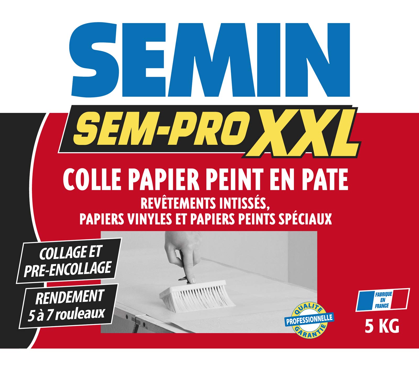 Colle Papiers Peints en Pâte Semin Sem-Pro XXL, Prêt à l'Emploi, Seau de 5 kg