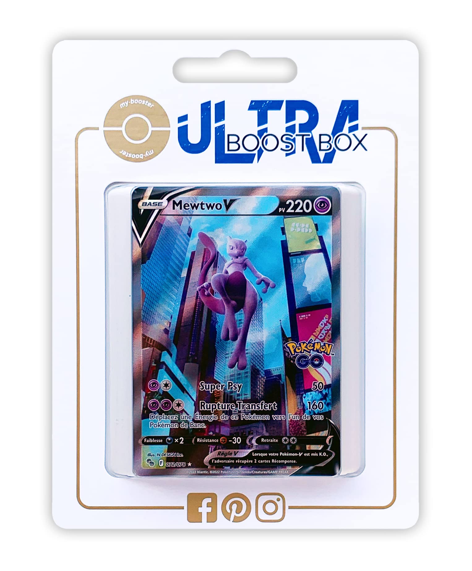 my-booster SWSHPOGO-FR-72 Mewtwo V 72/78 Full Art Alternative - Ultraboost  X Sword and Shield 10.5 Pokémon GO