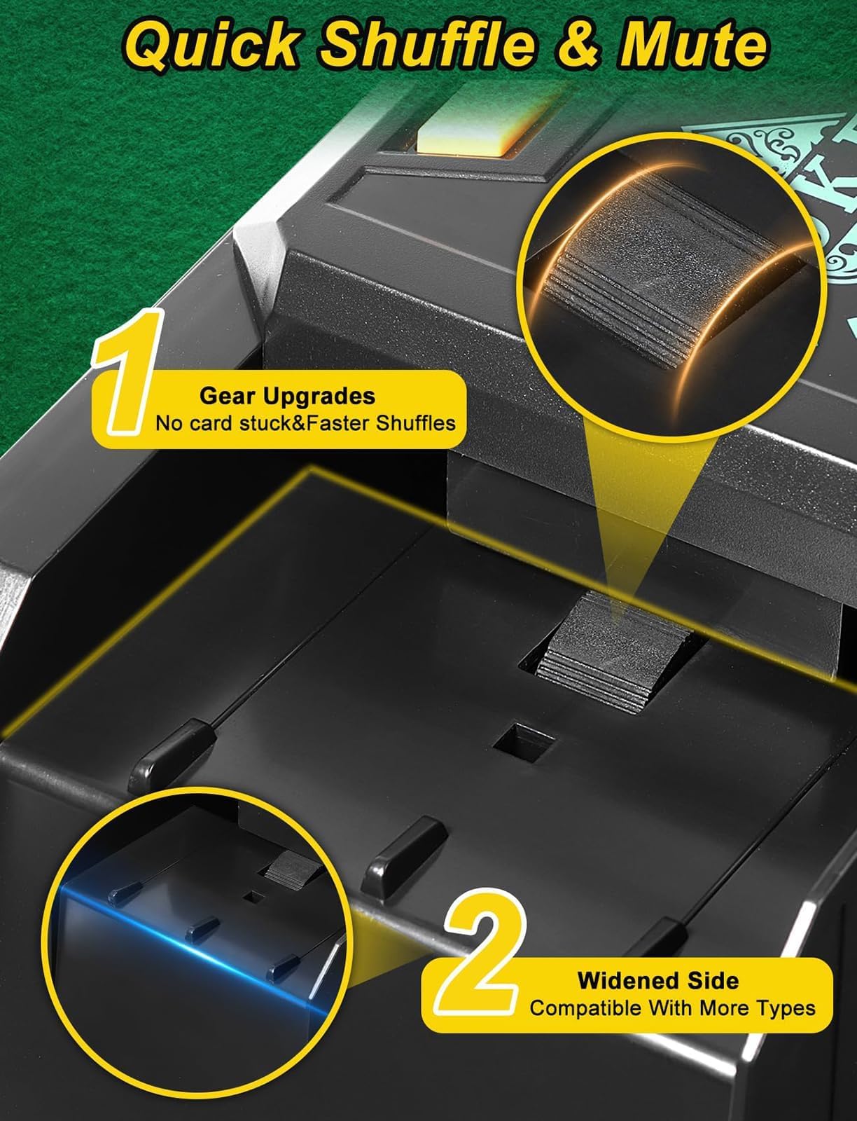 Shuffler de tarjeta automática, Máquina Shuffler de tarjetas de póker, 2 Método de fuente de alimentación, operación de una sola presión, máquina de baraja eléctrica de bajo ruido para póker, Uno