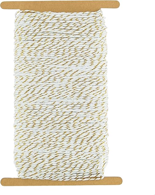 ZHIYE 100 meters Twine String, decorative for Gift Wraping Tags Twine White Gold