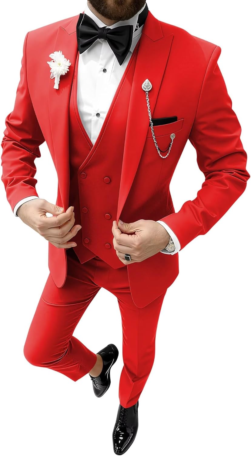 Mens Suits Slim Fit Suits for Men 3 Piece Tuxedo Wedding Prom Suit Formal Business Fashion