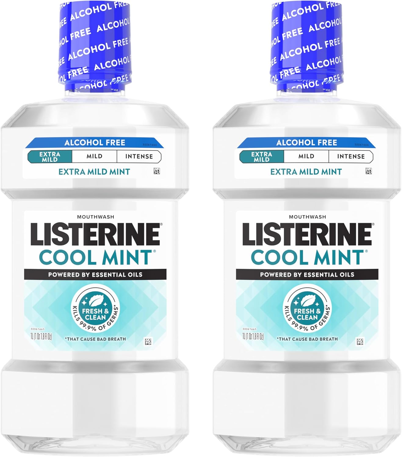 Listerine Extra Mild Alcohol Free Mouthwash, Cool Mint, 33.8 fl. oz/1L x 2