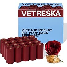 VETRESKA Dog Poop Bags, Leak Proof, Extra Thick and Large Pet Waste Bags for Dog Walking and Cat Litter, Rose & Amberwood Scented, 300 Bags