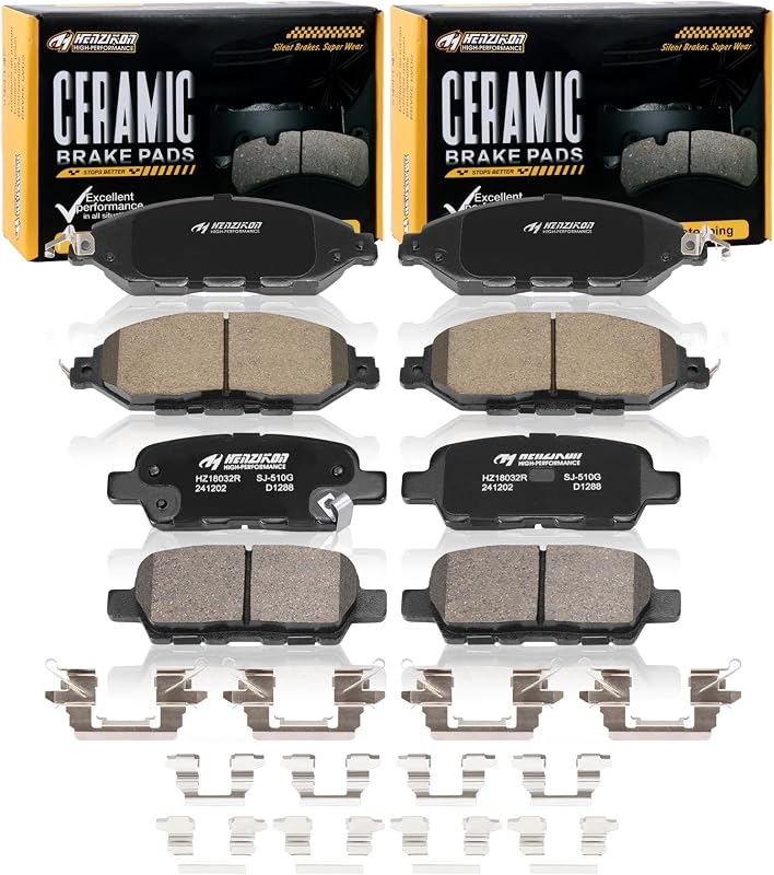 Pastilhas de freio cerâmicas dianteiras e traseiras HYFTJYZ para Infiniti JX35, QX60 e Nissan Pathfinder e Murano – Conjunto