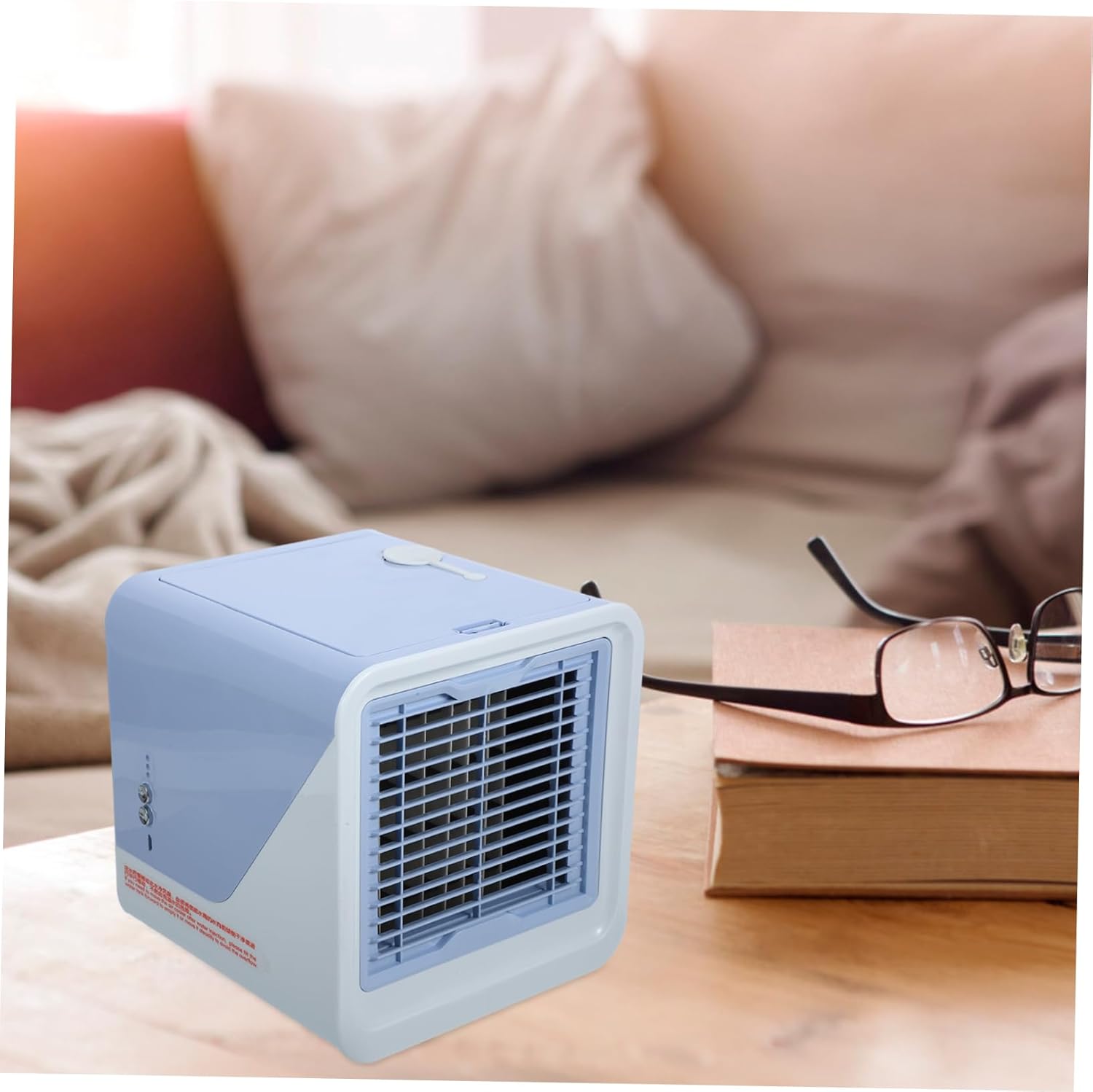 Unomor Portable Mini Air Cooler Small Personal Fans Low Noise Non-slip Design Large Capacity Water Tank Easy to Use