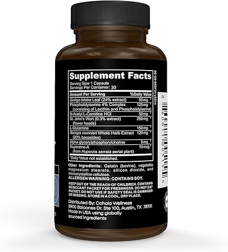 Miniatura 3 de Neuro Boost+ Suplemento cerebral nootrópico - Salud cognitiva Claridad, enfoque y memoria - Bacopa Monnieri Ginkgo Biloba Fosfatidilserina - 30