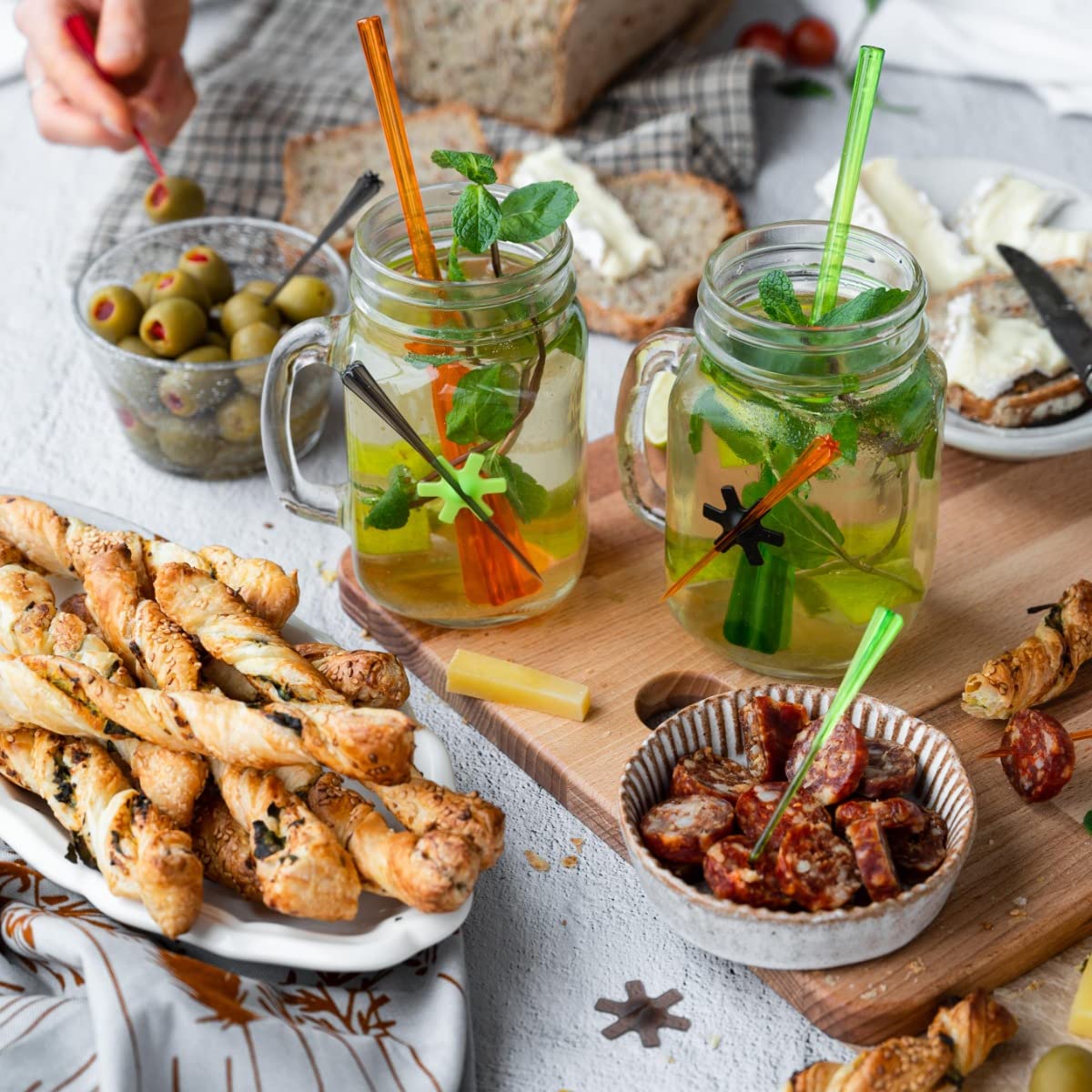 Accessoire Bar Créatif Mélangeur Pilon Mastrad Pour Cocktails - 6 Pailles Réutilisables Colorées - Parfait Pour Mojitos Et Soirées Paille Réutilisable Mastrad