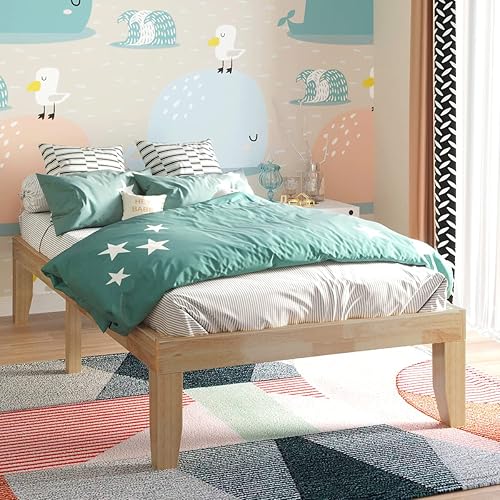Miniatura 2 de KOTEK Base de cama de plataforma de madera maciza de 14 pulgadas, base de colchón con soporte de listones de madera, base de cama de madera de goma,