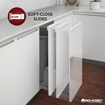 Rev-A-Shelf Pullout Organizer w/Soft-Close, Min Cabinet Opening 8.5 W | 8.75 W Slide Out Pantry Spice or Utensil Storage Rack w/BLUM Soft-Close & Adjustable Shelves for Base Cabinet, 448UT-BCSC-8C
