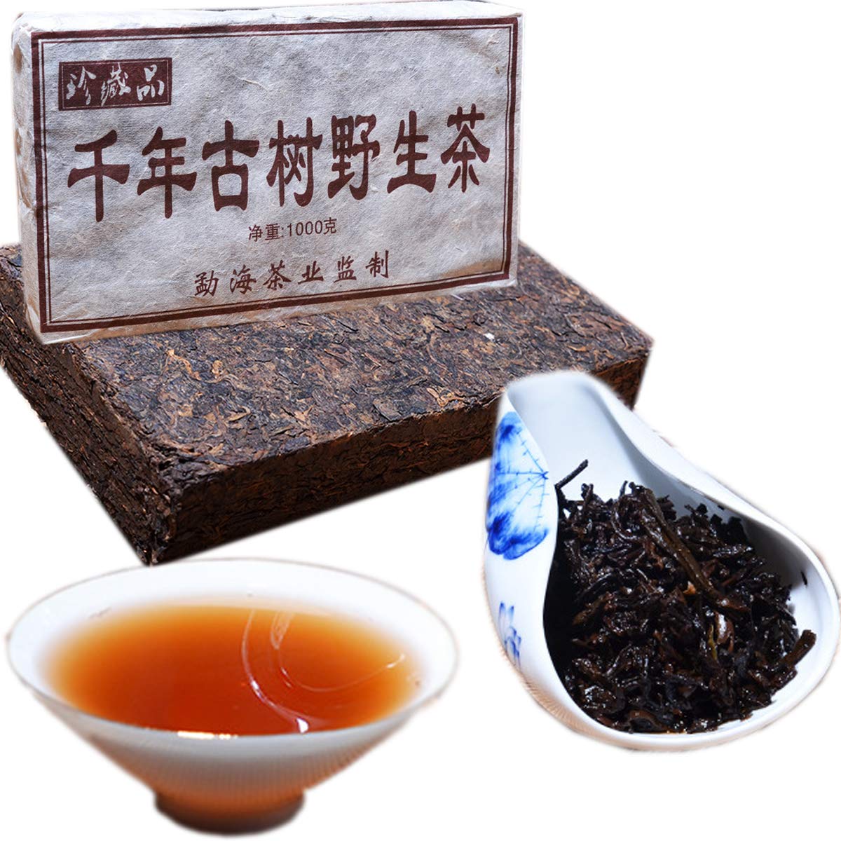Chinesischer Pu'er Tee 1000g （2,2LB） Reifer Puer Tee Schwarzer Tee Yunnan Tausend Jahre alter Baum wilder Tee Pu'er Tee Gekochter Tee Alte Bäume Pu erh Tee Gesundheitswesen Pu er Tee
