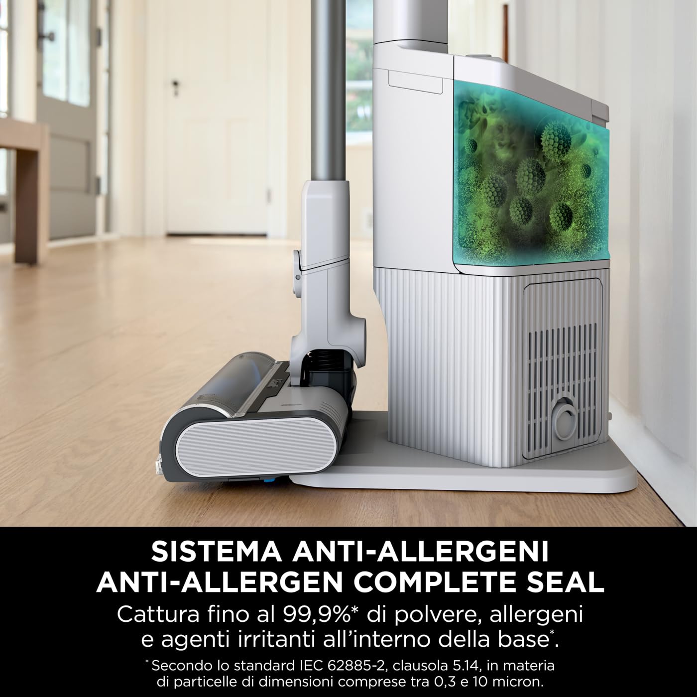 Shark Clean & Empty Aspirapolvere Senza Fili con Autosvuotamento, 40 Minuti di Autonomia, Leggero, Anti Hair Wrap, Bocchette per Animali e Fessure, Stazione di Ricarica, Luci LED, Bianco/Blu, BU3521EU